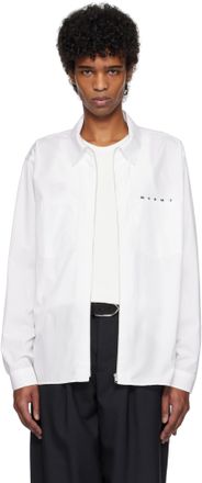 Marni Hemden Embroidered Logo Boxy Shirt, Brand Size 48 (US