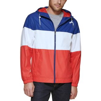 Club Room Mens Bomber Jacket With Hoodie In Red, Blue, White