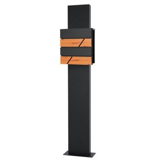 ML Design Buz&oacute;n para cartas de acero antracita/madera + soporte 170cm