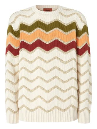Missoni patterned-jacquard jumper - men - Cotton/Polyamide/Rayon - 50 - White