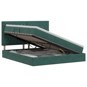 vidaXL Letto Con Contenitore E Materasso Verde Scuro 140 X 200 Cm Vidaxl