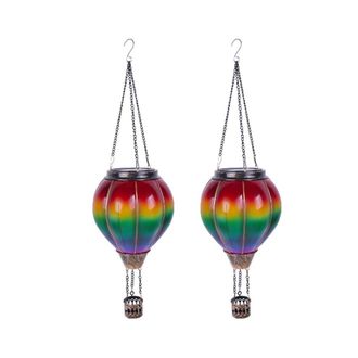OEM Adecuado Para Dos Faroles Solares Con Forma De Globo Aerost&aacute;tico, Que Se Pueden Colgar En Exteriores Y Son Ideales Para Decorar Jardines, Terrazas Y P