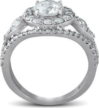 Pompeii3 2 ct Halo Diamond Multi Row Engagement Ring 14k White Gold