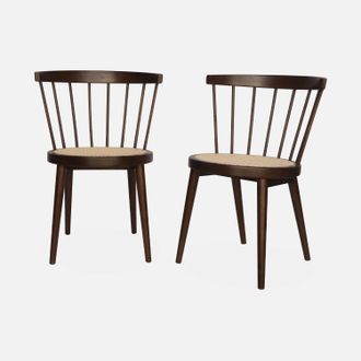 Sweeek Silla De Madera Y Ca&ntilde;a, Set De 2