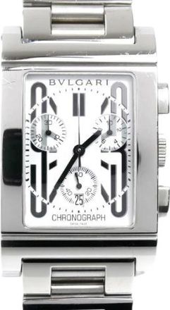 Bulgari Pre-owned Watches, male, Gray, Size: ONE SIZE Pre-owned Rettangolo Chronograph Stainless Steel