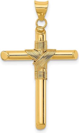 Diamond2Deal 14k Yellow Gold Polished Center Wrap Tube Cross Pendant
