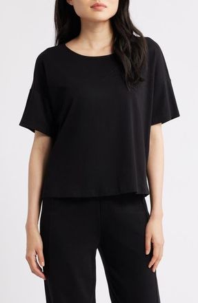 Eileen Fisher Boxy Organic Cotton T-Shirt in Black at Nordstrom, Size X-Small