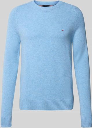Tommy Hilfiger Regular Fit Strickpullover aus feinster Wolle in Hellblau, Größe XXXL