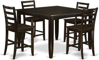 East West Furniture 5 PC pub Table set- Square Table and 4 Kitchen counter Chairs