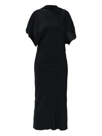 Rick Owens draped asymmetric midi dress - Black