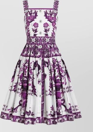 Dolce & Gabbana midi dress button detail floral majolica