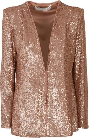 Nenette Pailletten Blazer Zonder Kraag - Dames - Blazers - Roze - M - Pailletten - Jassen