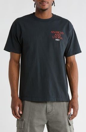 Obey Anarchy & Utopia Graphic T-Shirt in Pigment True Vintage Black at Nordstrom Rack, Size X-Small