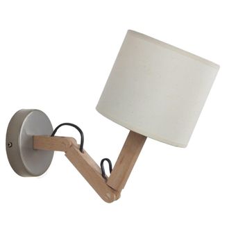 Tosel Aplique de pared madera,metal Alt.25cm natural ;Pantalla: taupe