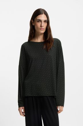 HUGO BOSS Pyjamaoberteil BOSS, Damen, Gr. XXL, schwarz 002, Jersey, Obermaterial: 95% Lyocell, 5% Elasthan, normal, Rundhals, Shirts Pyjamaoberteil, mit Monogra