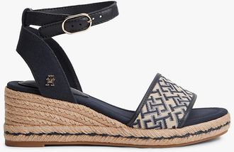 Tommy Hilfiger Womens Monogram Jacquard Wedge Espadrille - Blue - US 6.5 / EU 37
