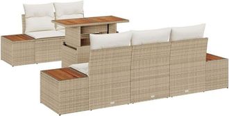 vidaXL Conjunto De Sof&aacute; De Jard&iacute;n 6 Pcs Beige Polirat&aacute;n Vidaxl