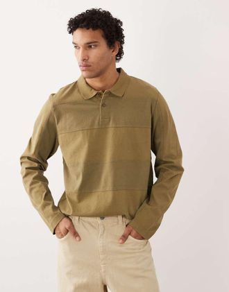 Paul Smith Polo a maniche lunghe verde con pannelli vestibilit&agrave; classica