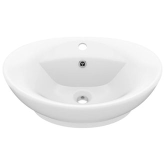 Berkfield Home Luxury Basin Overflow Oval Matt White 58.5x39 cm Ceramic