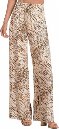 Elan Elastic Waist Wide Leg Pants In Neutral Sahara