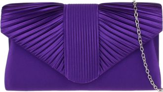 Girly HandBags Womens Pleated Satin Clutch Bag Medium Purple