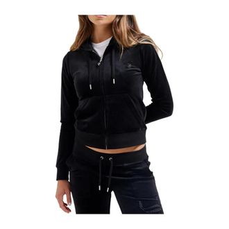 Juicy Couture Black Velour Zip Hoodie with Jewel Detail - female - Juicy Couture - Zip-throughs - Black - XL - Sweatshirts & Hoodies