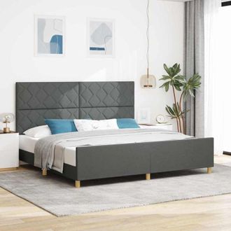 vidaXL Vidaxl - Estructura De Cama Con Cabecera Gris Oscuro 200 X 200 Cm Tela