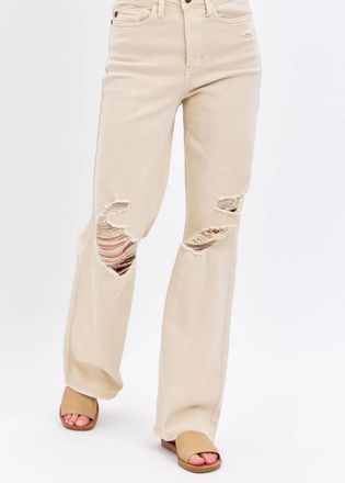 Judy Blue High Waisted Straight Leg Jeans In Beige