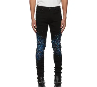 Amiri Crystail Painter Denim Jeans In Black Od