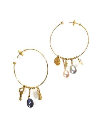 Louis Vuitton 18K Pearl Charm Hoops (Authentic Pre-Loved)