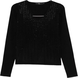 Seventy Cropped Black Sweater With Shimmering Detail