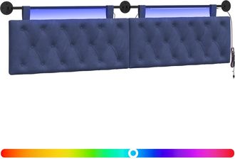 vidaXL Cabecero Colgante Con Luz Led Azul Polic&iacute;a Terciopelo Vidaxl