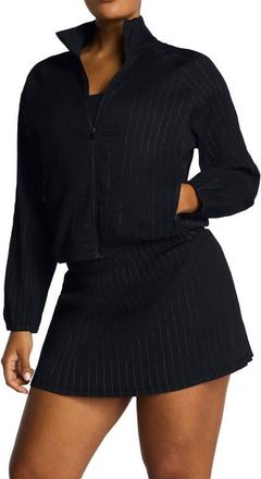 Spanx BoostUp Water Repellent Glow Weave Full Zip Jacket in Very Black at Nordstrom, Size X-Small