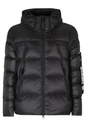 Outhere Black High-Collar Ripstop Hooded Down Jacket