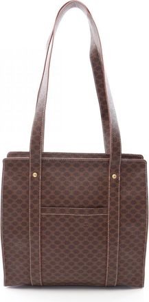 Celine Brown Coated Canvas Leather Handbag Tote Bag (Pre-Owned)