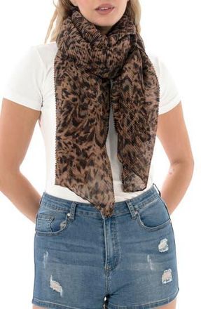 Nicole Miller Pleated Oblong Scarf in Leopard at Nordstrom Rack