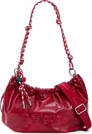 Desigual Medium Logo Embossed Shoulder Bag with Removable Charms & Card Holder in Red at Nordstrom