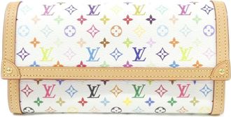 Louis Vuitton Blanc Pink Coated Canvas Long Wallet (Bi-Fold) (Pre-Owned)
