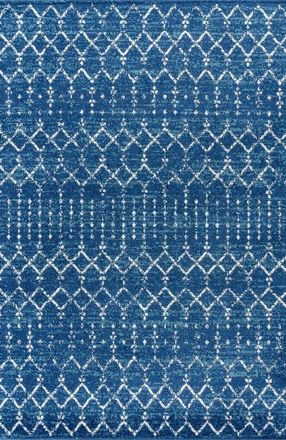 Jonathan Y Designs Moroccan HYPE Boho Vintage Diamond Area Rug in Blue/white at Nordstrom, Size 5Ft 0In X 8Ft 0In
