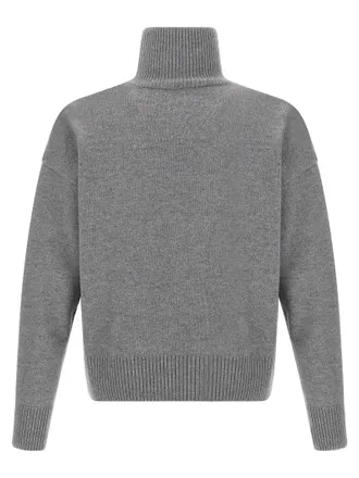 Ami Puff Logo Turtleneck Sweater - Grey