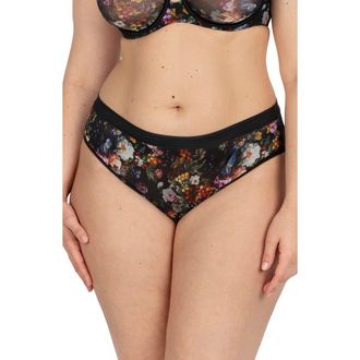 Curvy Couture Sheer Mesh High Cut Briefs in Still Life Floral at Nordstrom, Size Xxx-Large