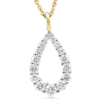 Pompeii3 1/2Ct Pear Shape Lab Grown Diamond Pendant 10k White or Yellow Gold Necklace