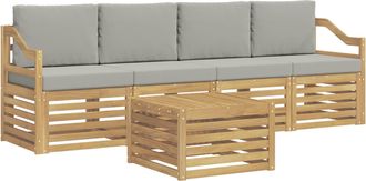 vidaXL Conjunto De Sof&aacute;s De Exterior 5 Uds. Blanco Y Gris Claro Vidaxl