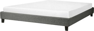 Beliani Bed without Headboard Fabric ROANNE 180 x 200 cm (EU Super King) Grey