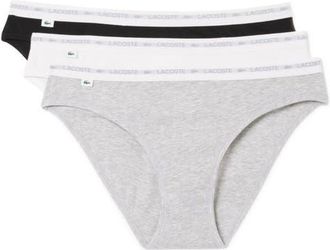 Lacoste 3-Pack Stretch Cotton Bikini Briefs in Black/White/Silver Chine at Nordstrom, Size Xx-Large