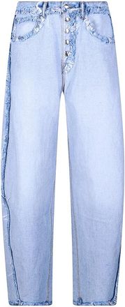 Alexander Wang Inverted Blow Up Emboss Logo Jeans - female - Alexander Wang - Loose Fit Jeans - Blue - W25 - Jeans