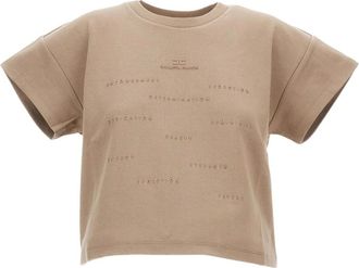 Elisabetta Franchi T-Shirts, female, Beige, S, Jersey T-shirt with lettering print