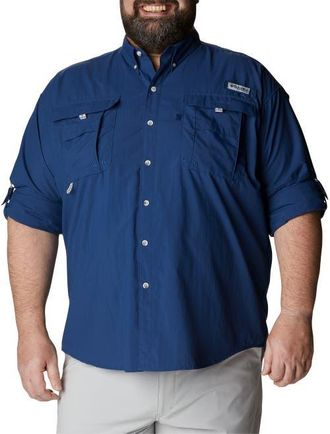 Columbia Big & Tall PFG Bahama II Long-Sleeve Sport Shirt in Carbon at Nordstrom, Size 4X Big