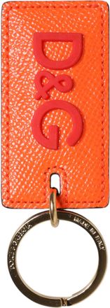 Dolce & Gabbana Oranje Kalfsleren Logo Metaalringen Sleutelhanger