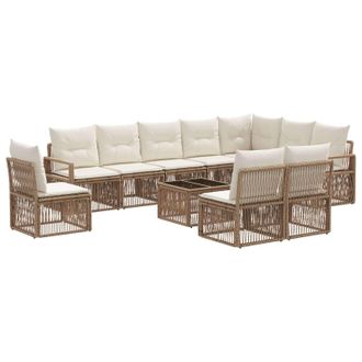vidaXL Conjunto De Sof&aacute;s De Jard&iacute;n 11 Pcs Beige Rat&aacute;n Sint&eacute;tico Vidaxl
